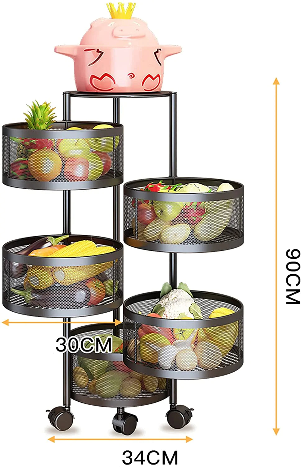 Panier rotatif de rangement pour fruits et légumes