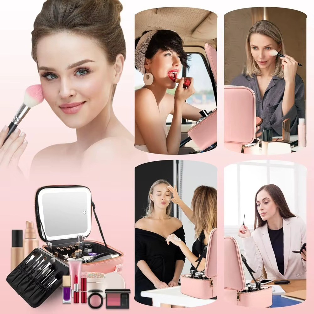 Trousse Cosmétique Élégante avec Miroir LED