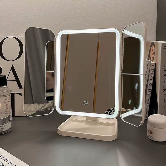 Miroir Maquillage LED Trifold – Rechargeable