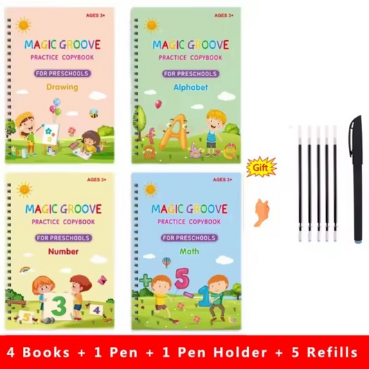 Pack de 4 Livres Magiques Réutilisables pour Enfants