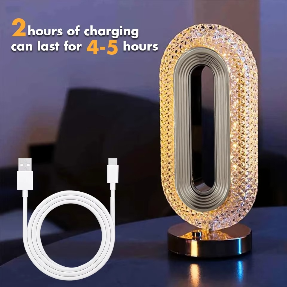 Lampe de Table Cristal Tactile 3 Couleurs