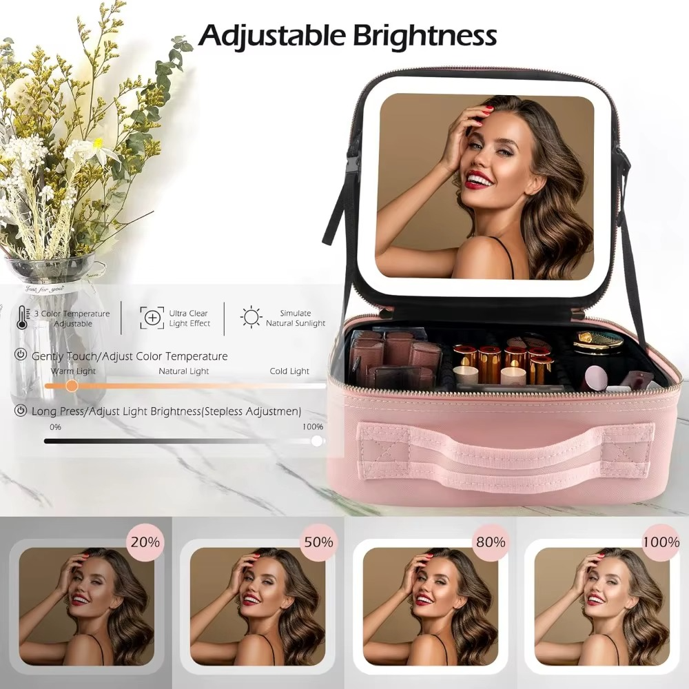 Trousse Cosmétique Élégante avec Miroir LED