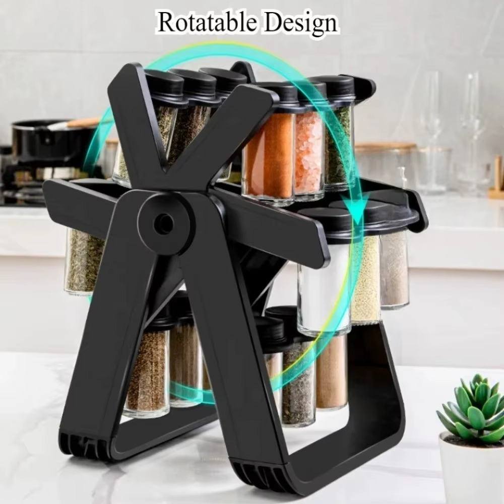 Porte-Épices Rotatif 360° avec 18 Pots en Verre
