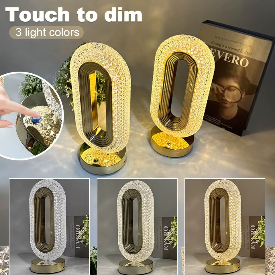 Lampe de Table Cristal Tactile 3 Couleurs