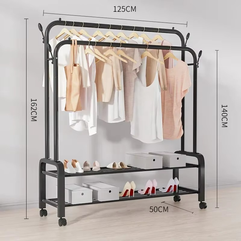 Portant à Vêtements avec Étagères et Roulettes- 58kg