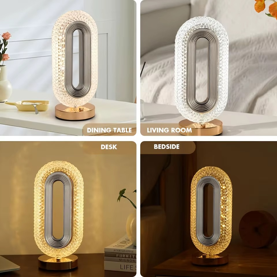 Lampe de Table Cristal Tactile 3 Couleurs