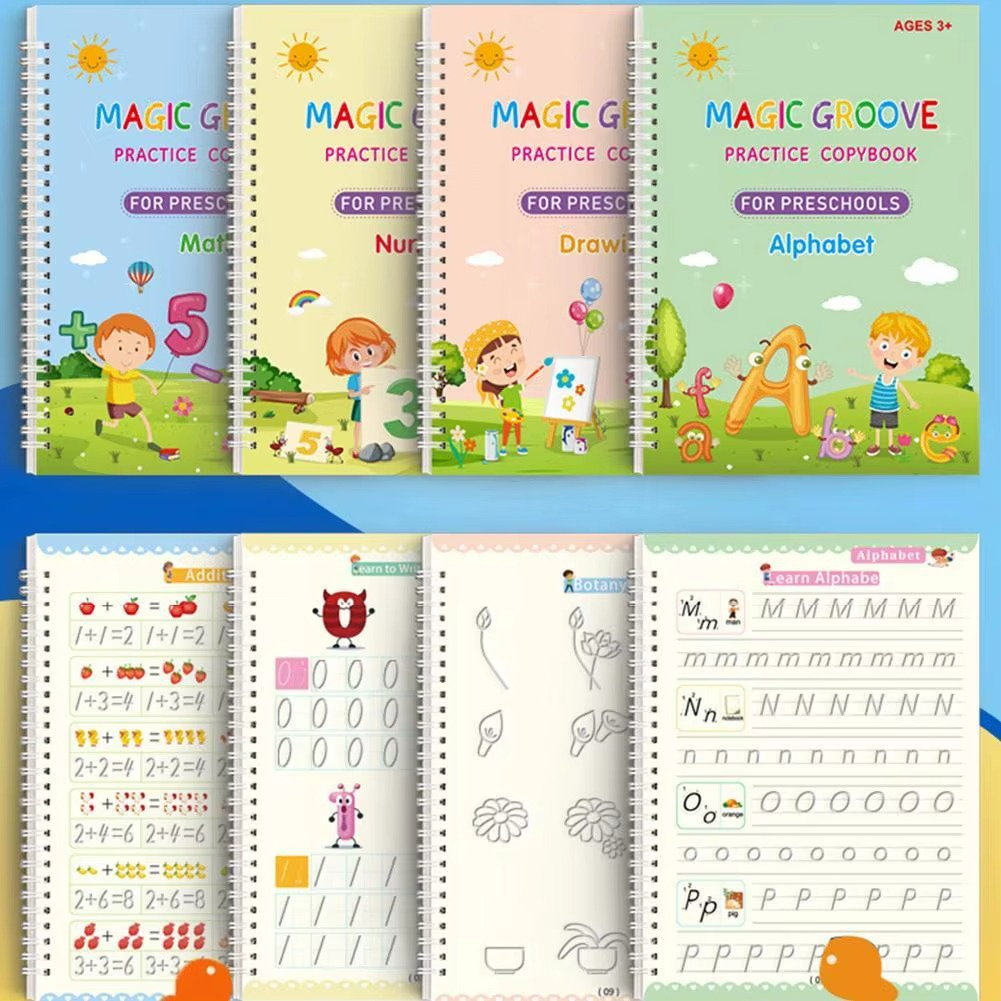 Pack de 4 Livres Magiques Réutilisables pour Enfants