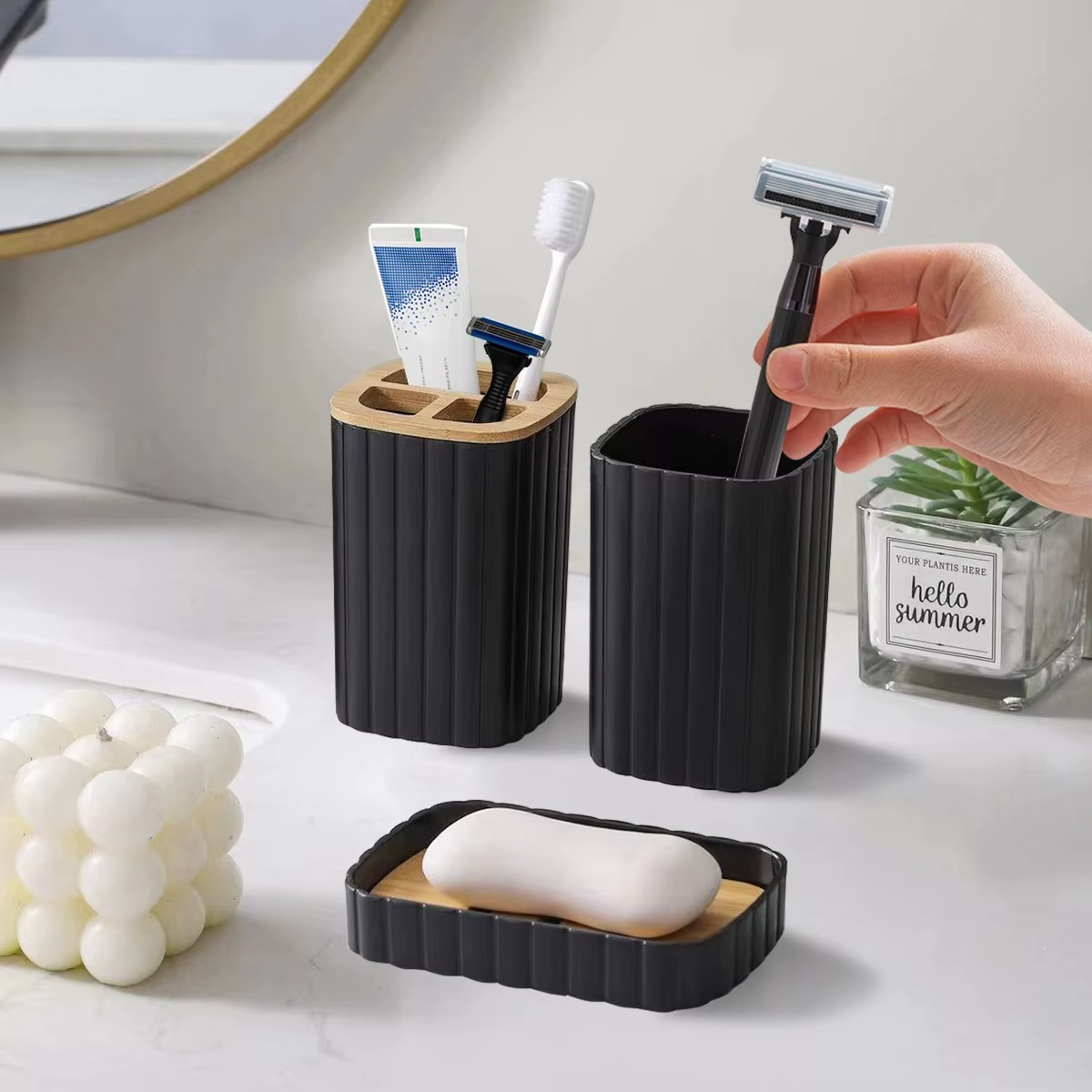 Set Accessoires Salle de Bain 6 Pièces Moderne