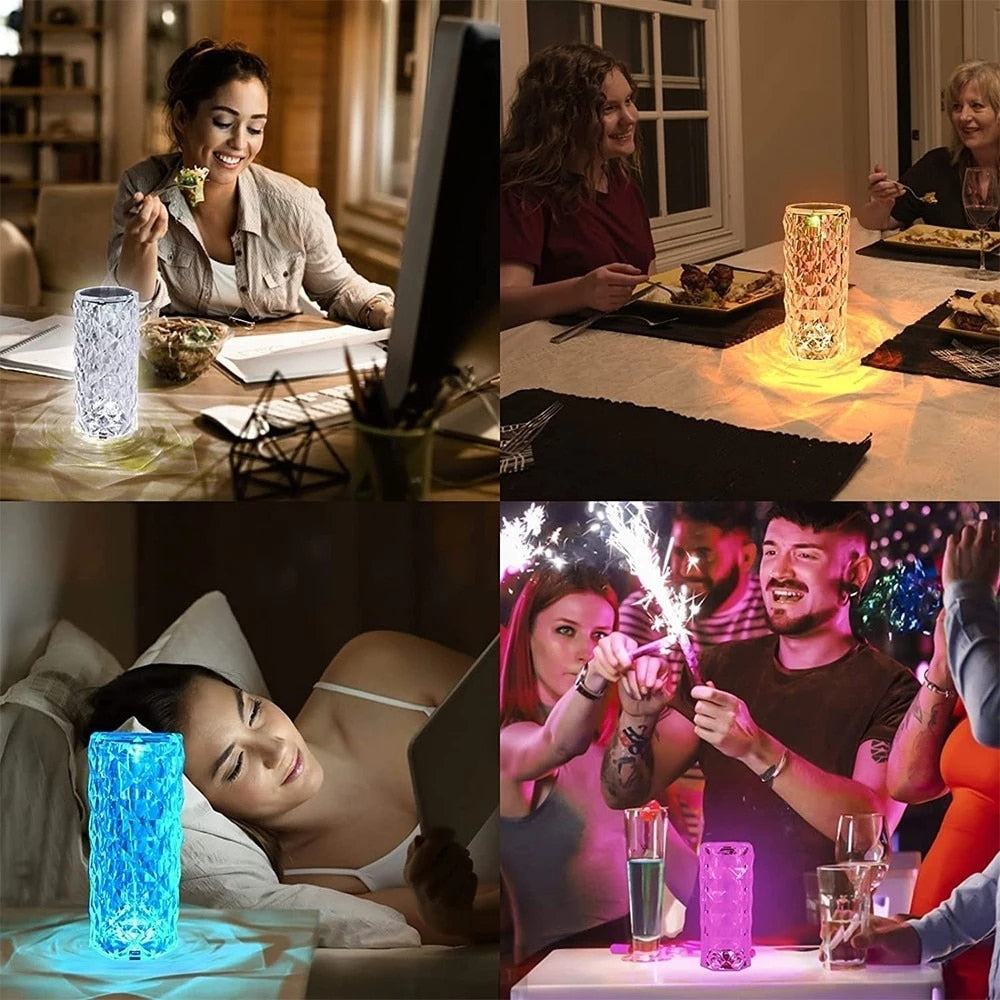 Lampe tactile LED multicolore en cristal
