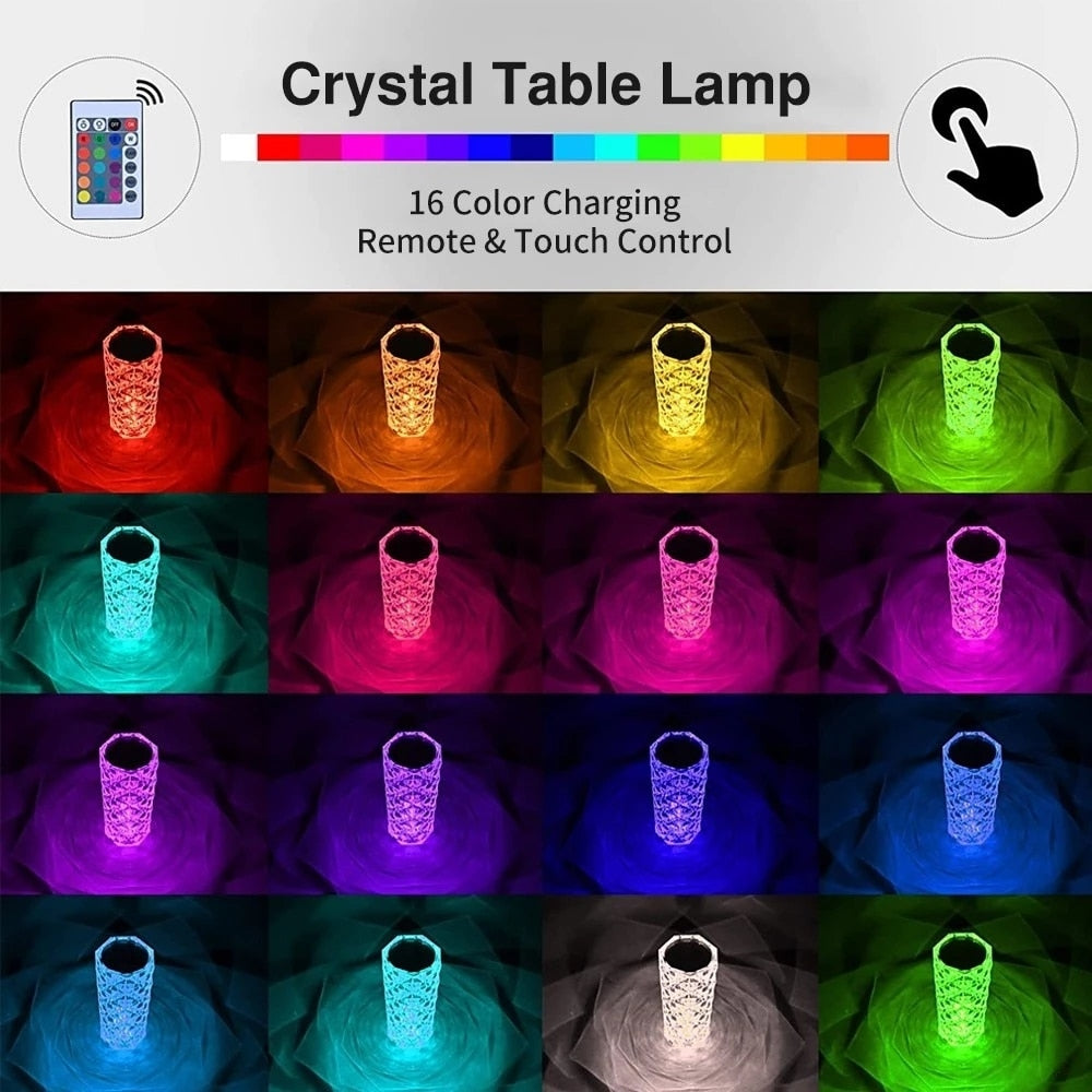Lampe tactile LED multicolore en cristal