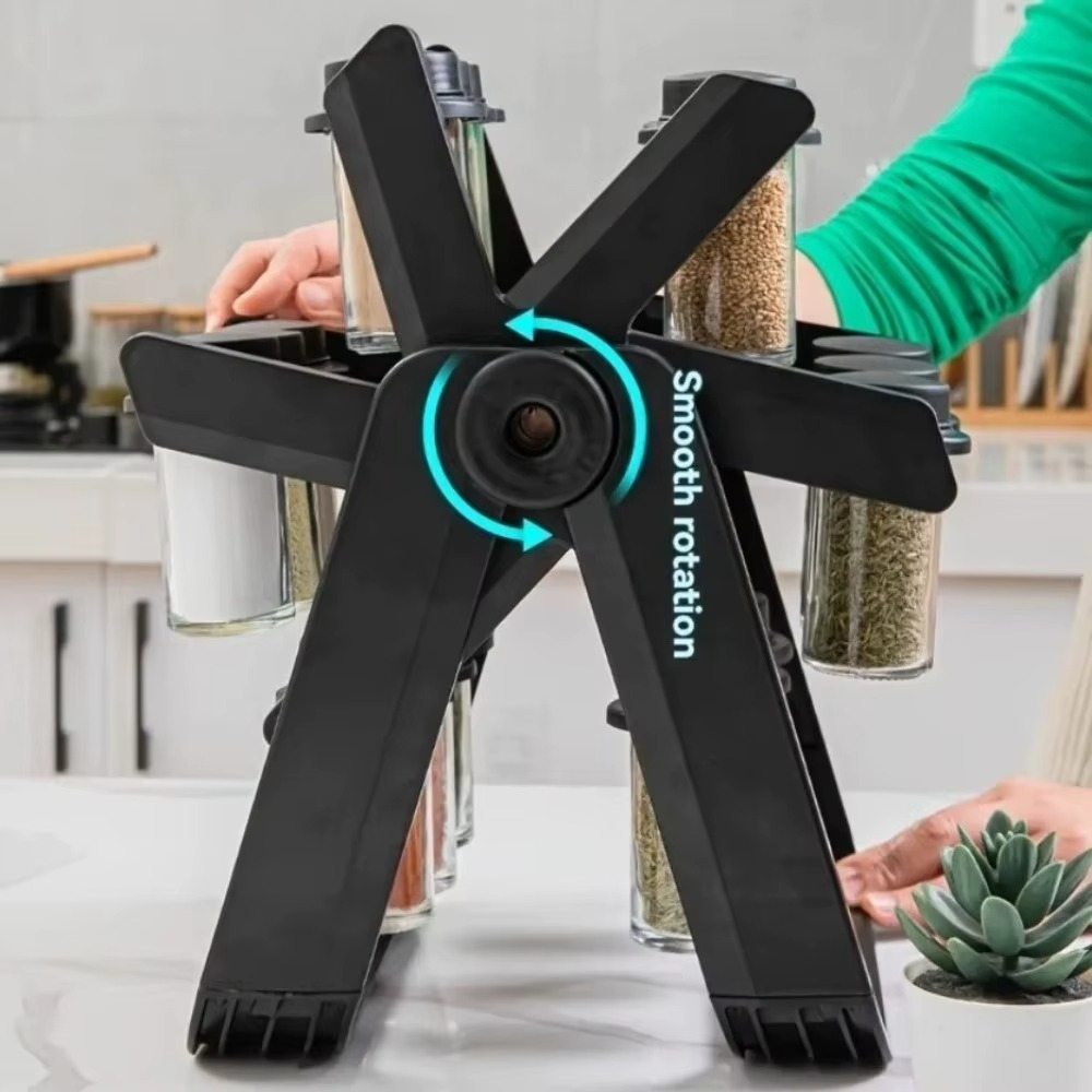 Porte-Épices Rotatif 360° avec 18 Pots en Verre