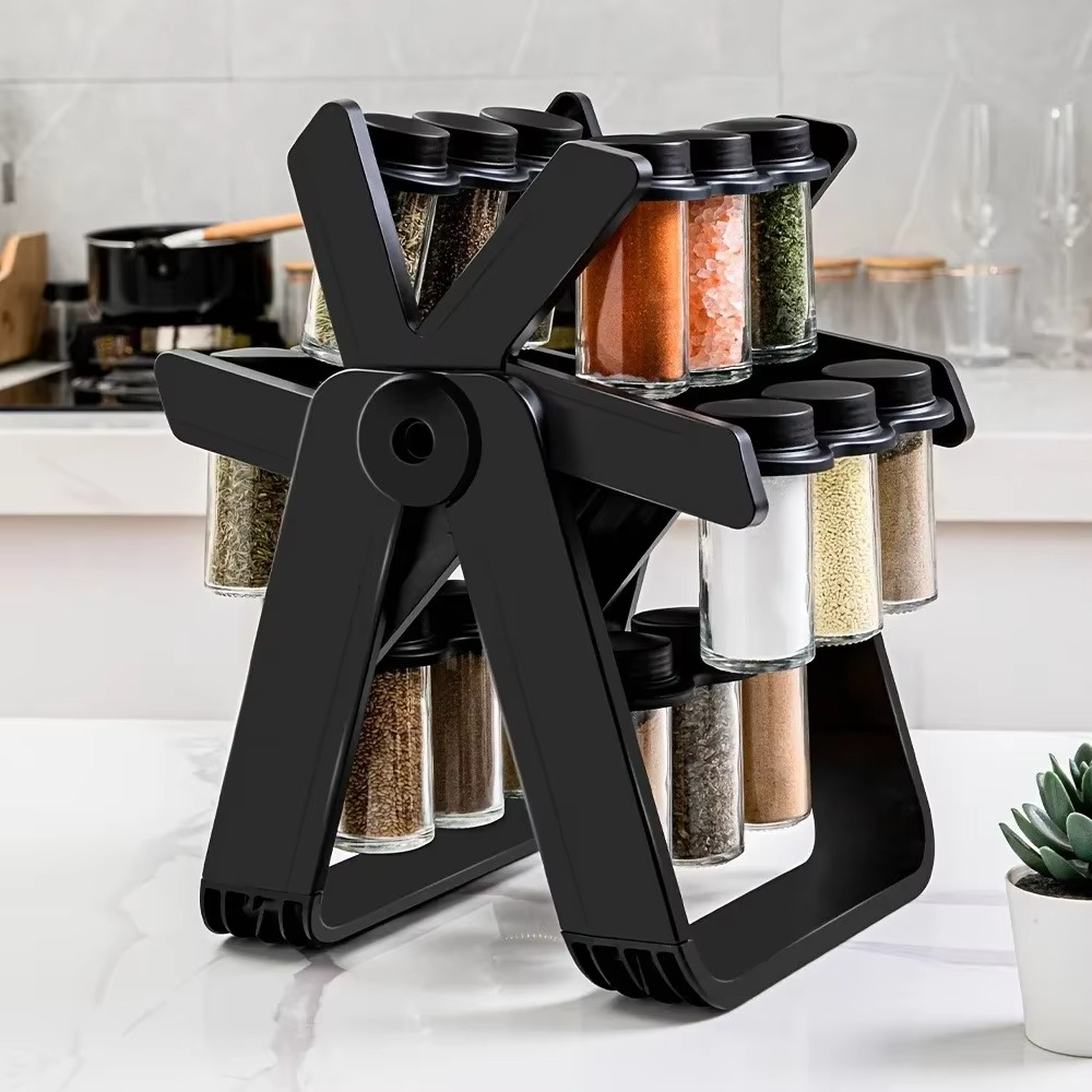 Porte-Épices Rotatif 360° avec 18 Pots en Verre