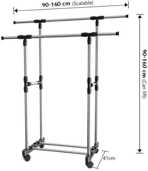 Cintre 2-en-1 en Inox avec Roulettes