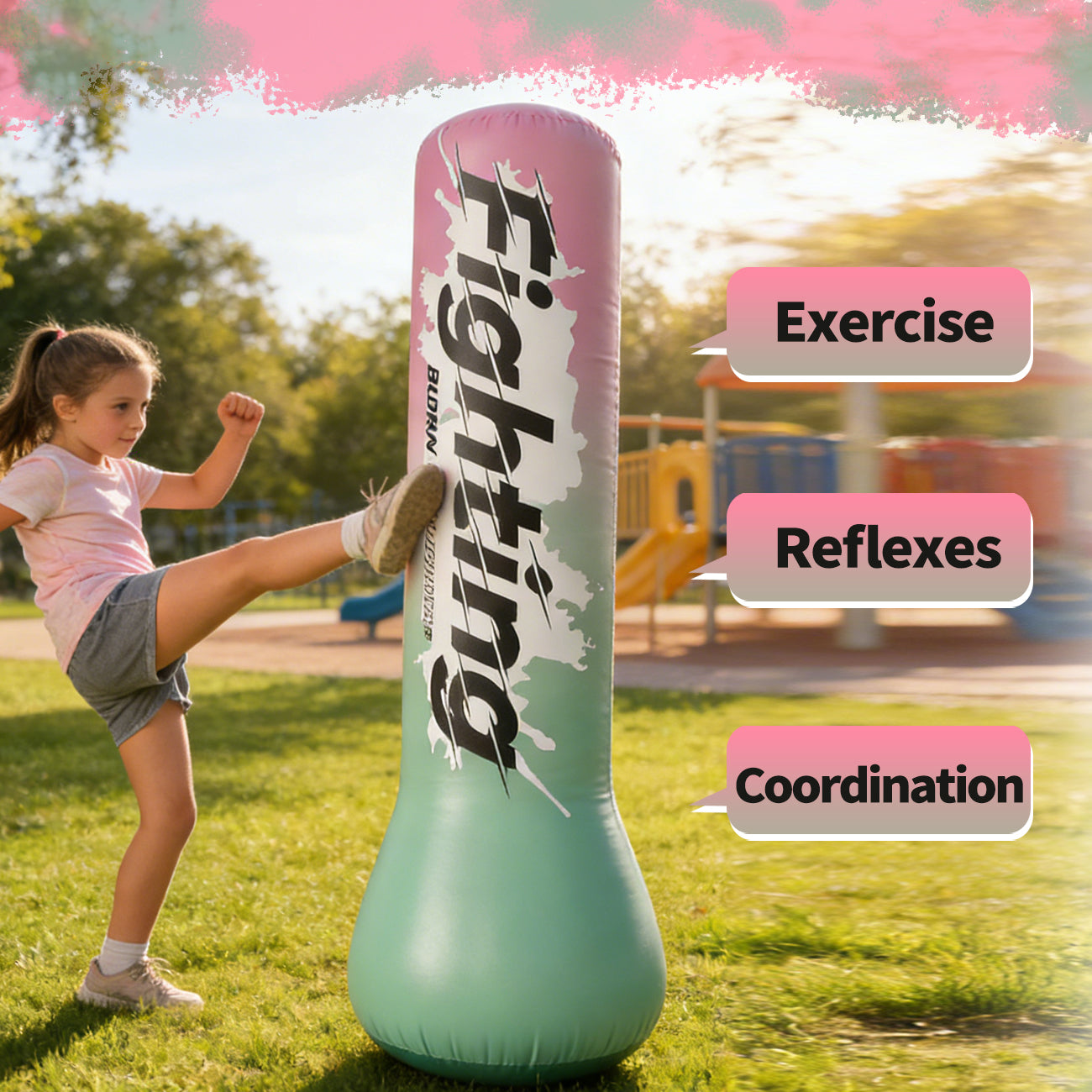 Sac de Frappe Gonflable – Énergie, Sport et Fun !