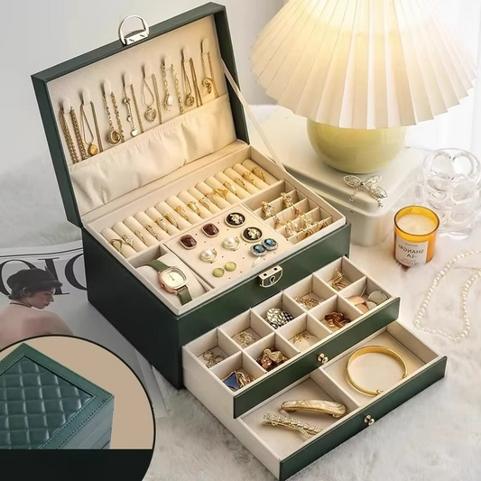 Boîte à bijoux dorée grande capacité