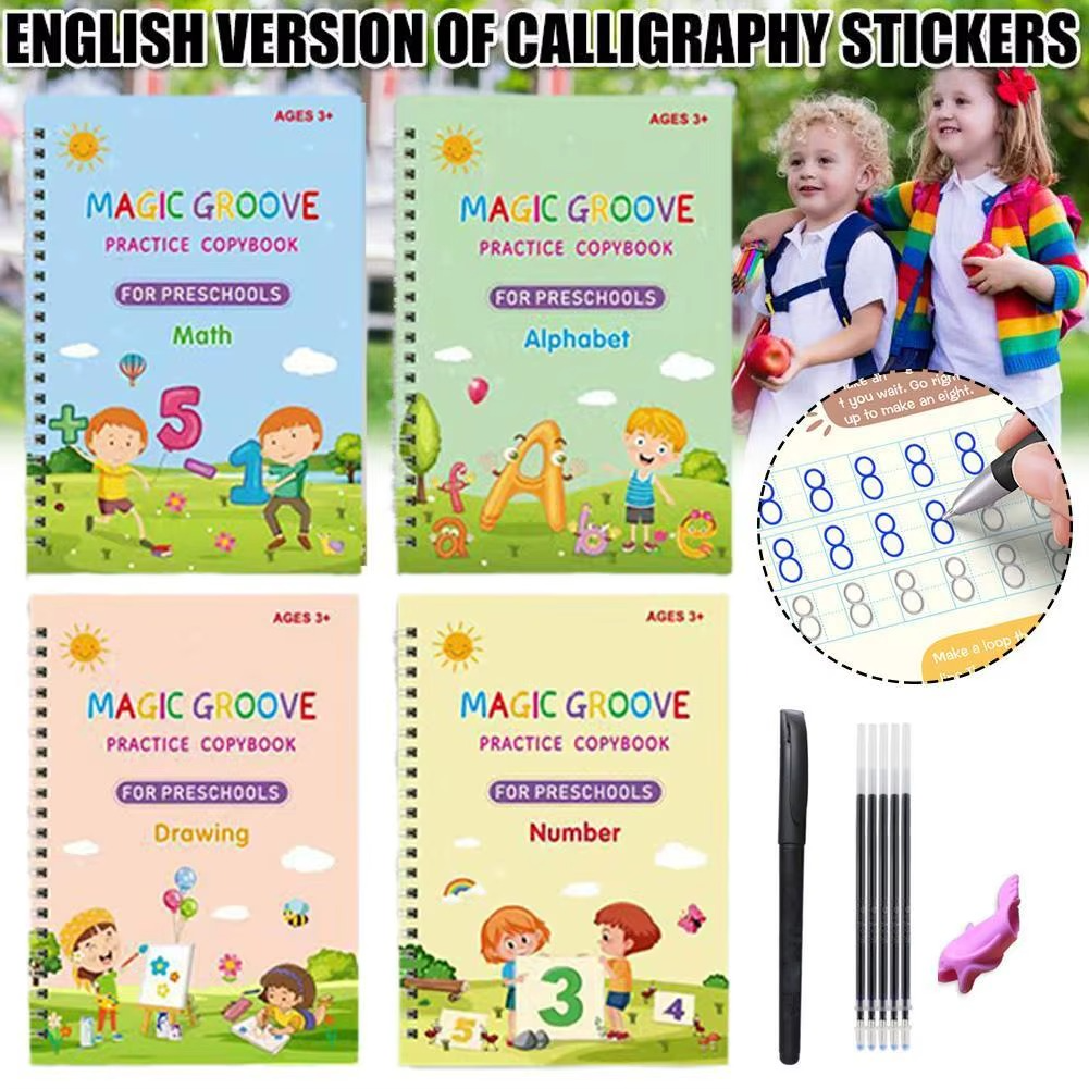 Pack de 4 Livres Magiques Réutilisables pour Enfants