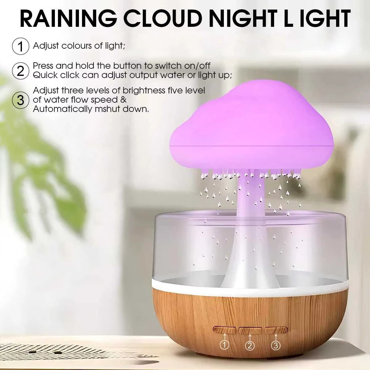 Humidificateur Nuage de Pluie avec LED