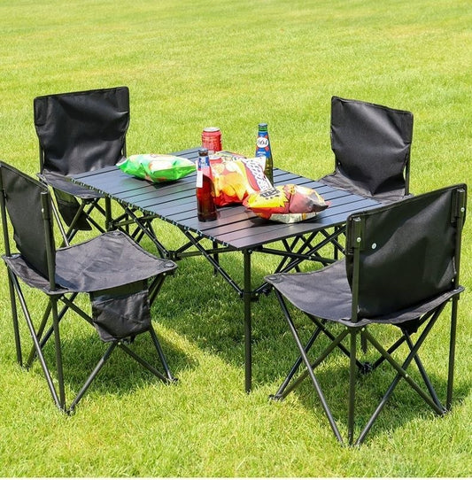 Ensemble Premium de Camping 5 en 1 – Grande Table et 4 Chaises Pliantes