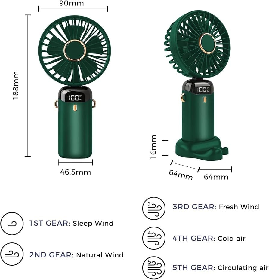 Ventilateur Portable avec Écran Numérique LED