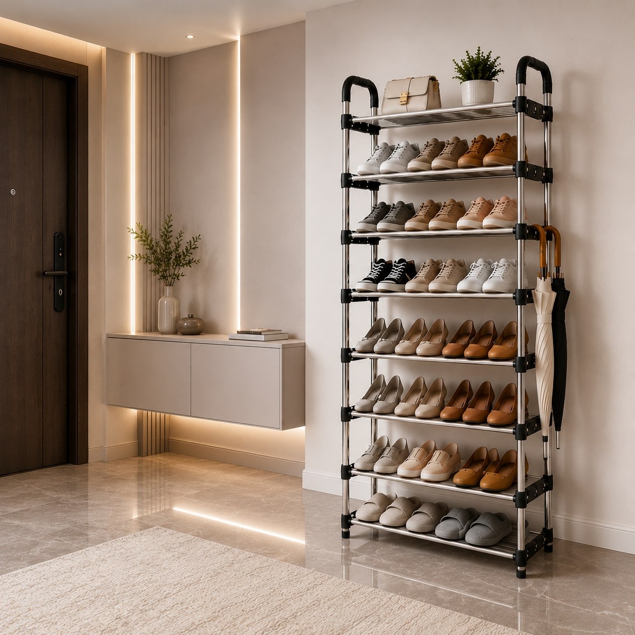 Étagère à Chaussures Multifonction – 8 Niveaux
