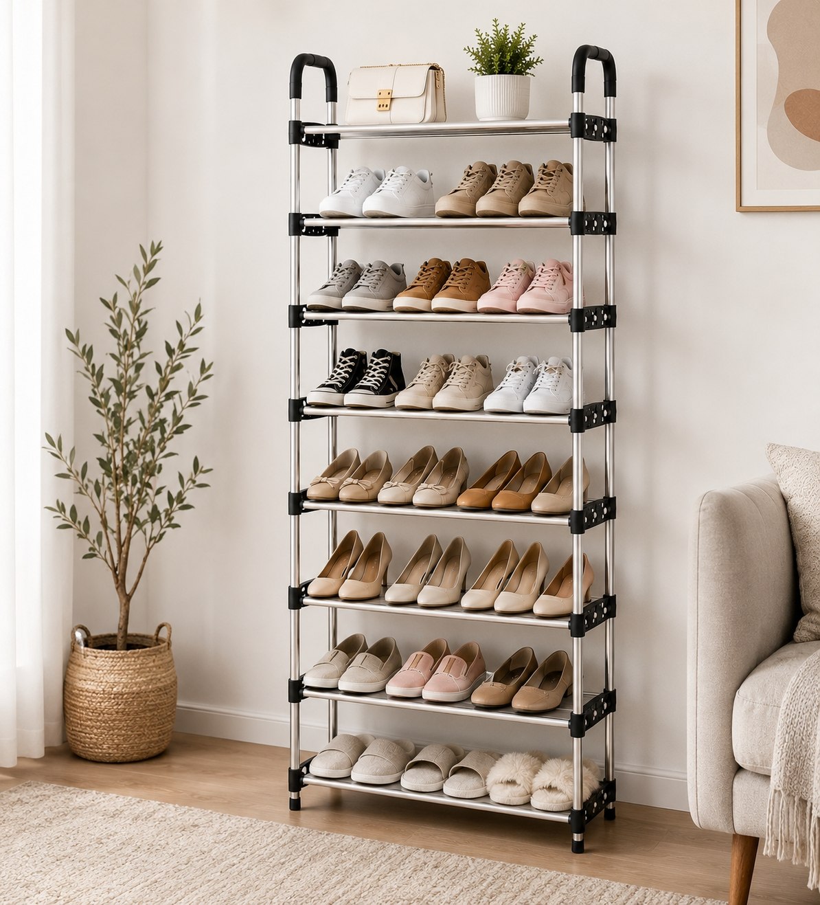 Étagère à Chaussures Multifonction – 8 Niveaux