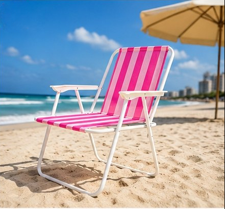 Chaise de Plage Pliante en Maille de Nylon