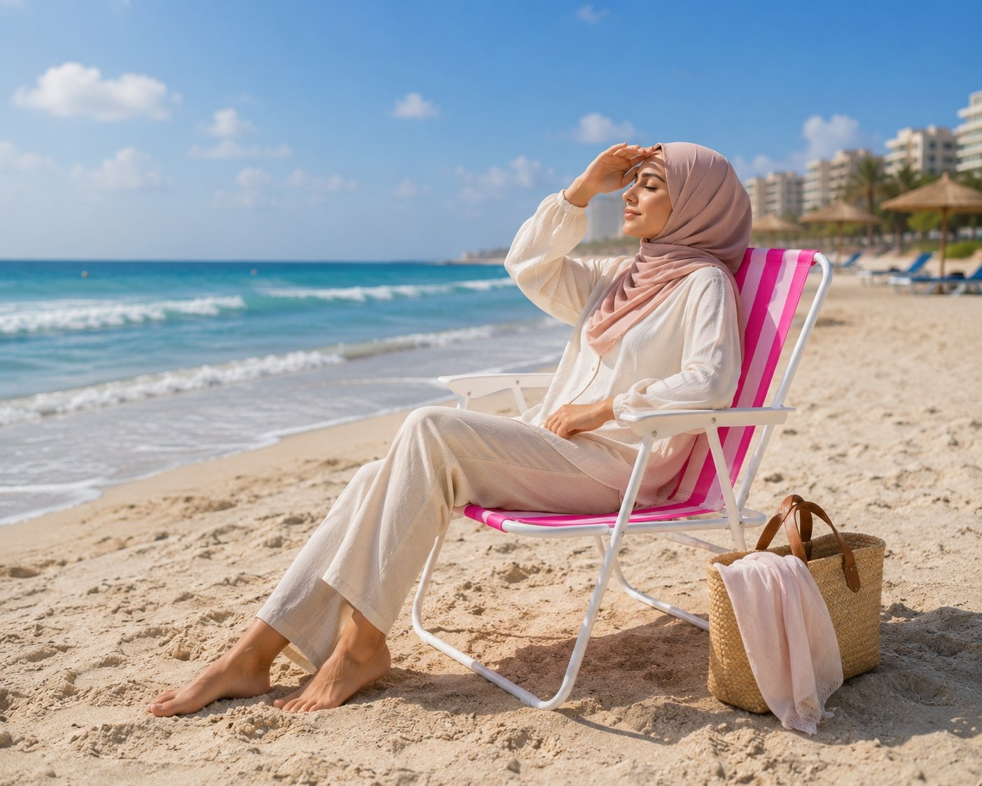 Chaise de Plage Pliante en Maille de Nylon