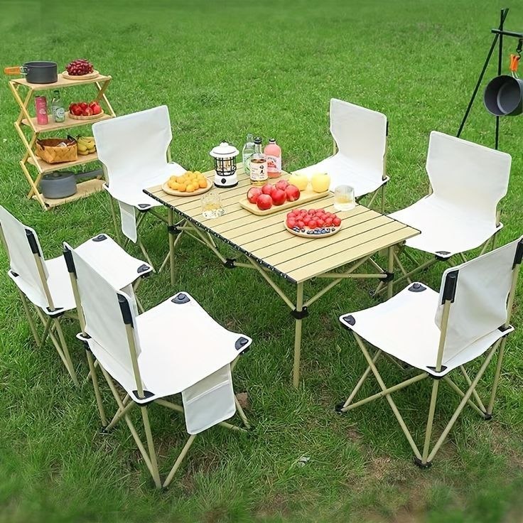 Ensemble Pliable avec Table Rectangulaire et 6 Chaises
