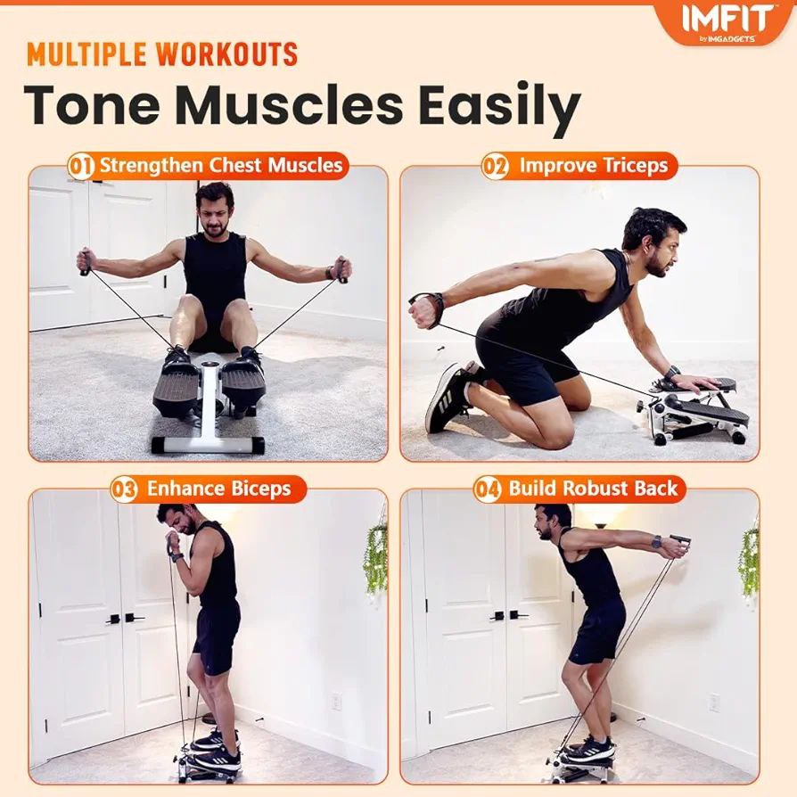 Stepper Fitness Réglable avec Bandes de Résistance