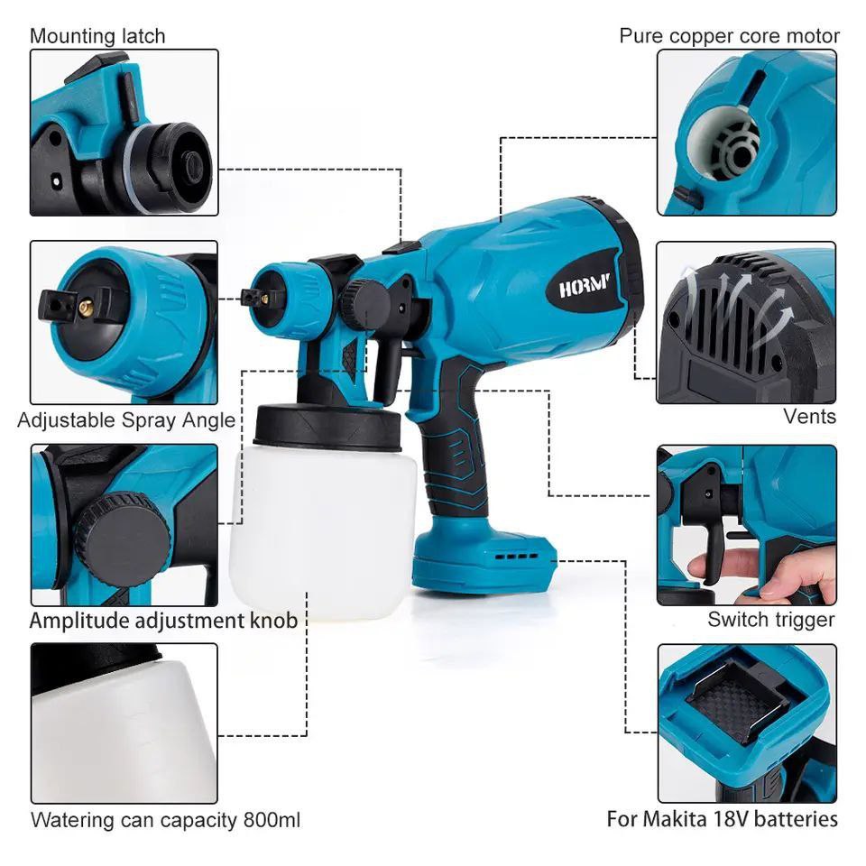 Pistolet à Peinture Rechargeable 48V – 3 Batteries