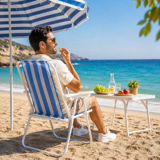 Chaise de Plage Pliante en Maille de Nylon