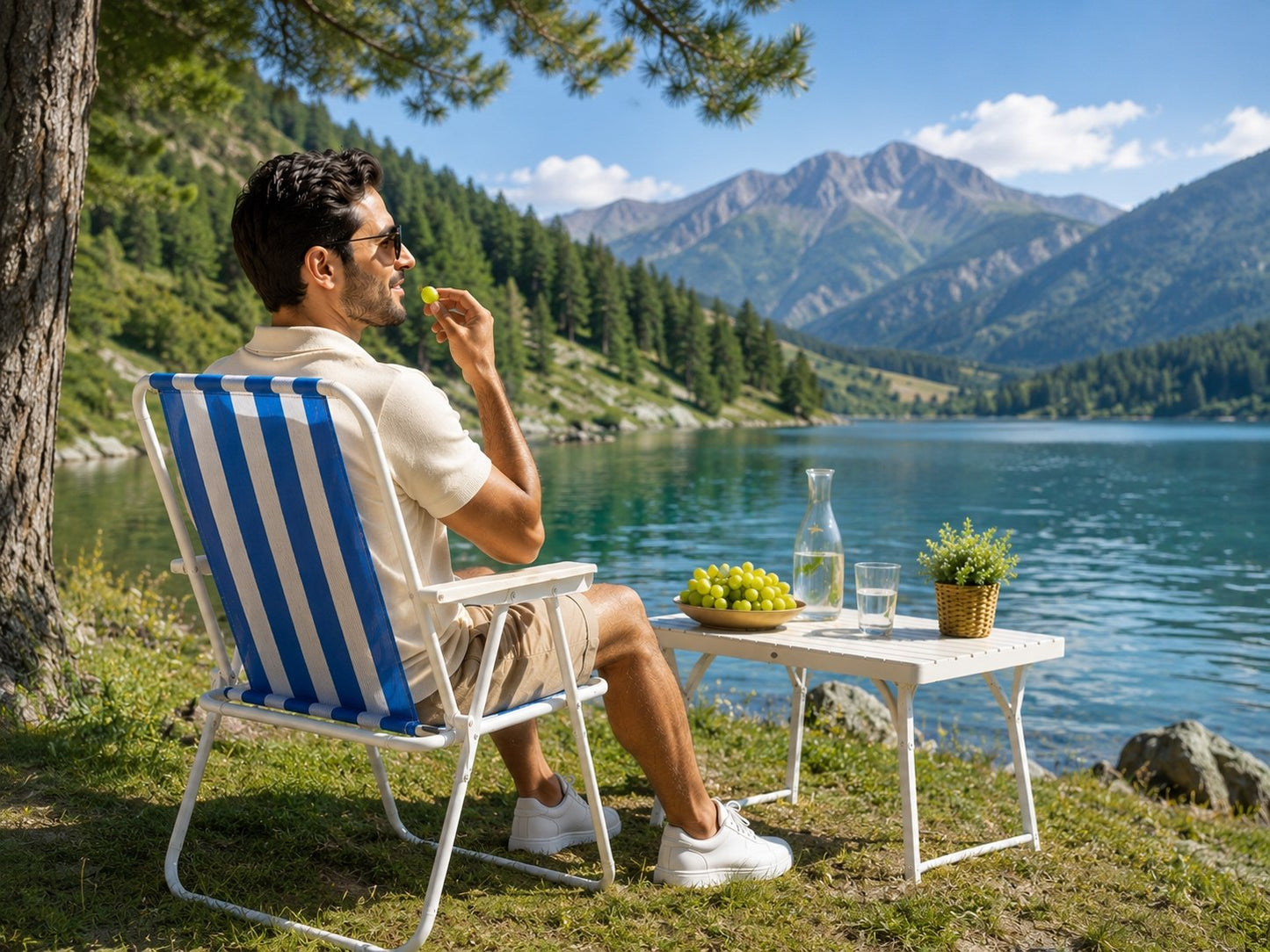 Chaise de Plage Pliante en Maille de Nylon