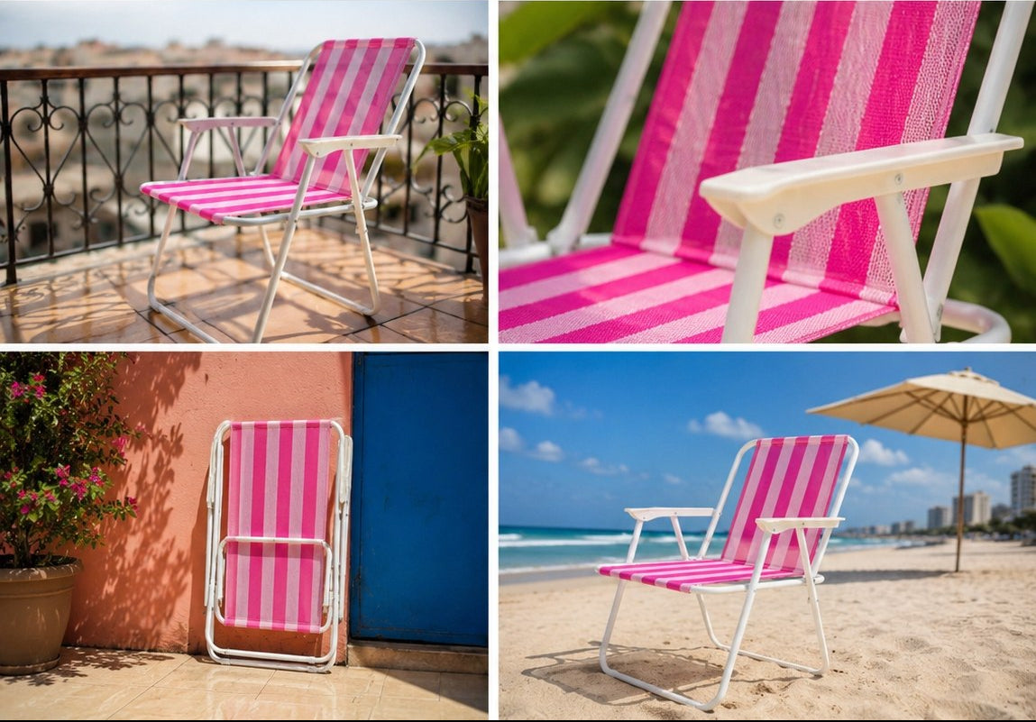 Chaise de Plage Pliante en Maille de Nylon